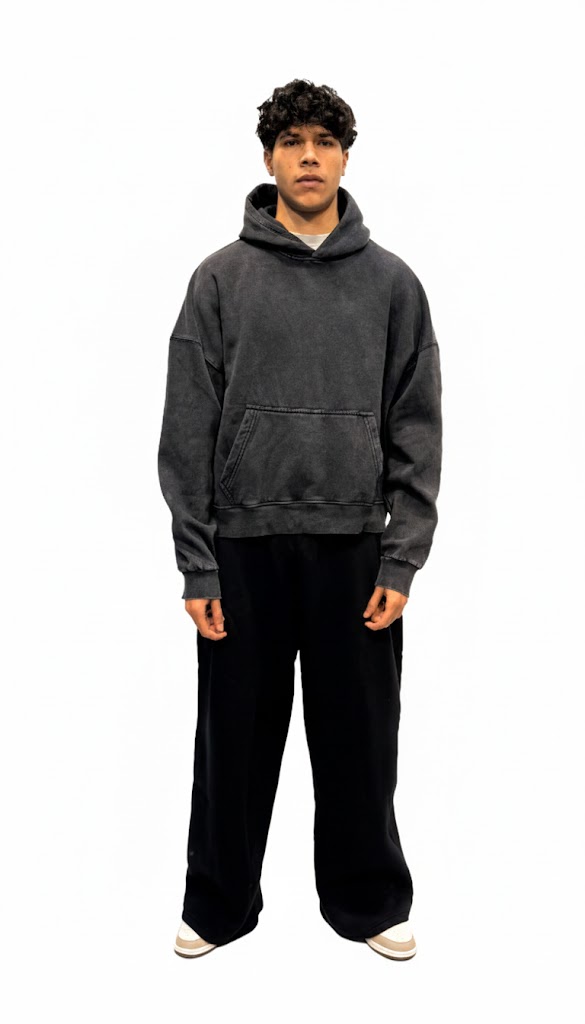 Hoodie Oversized Washed Black